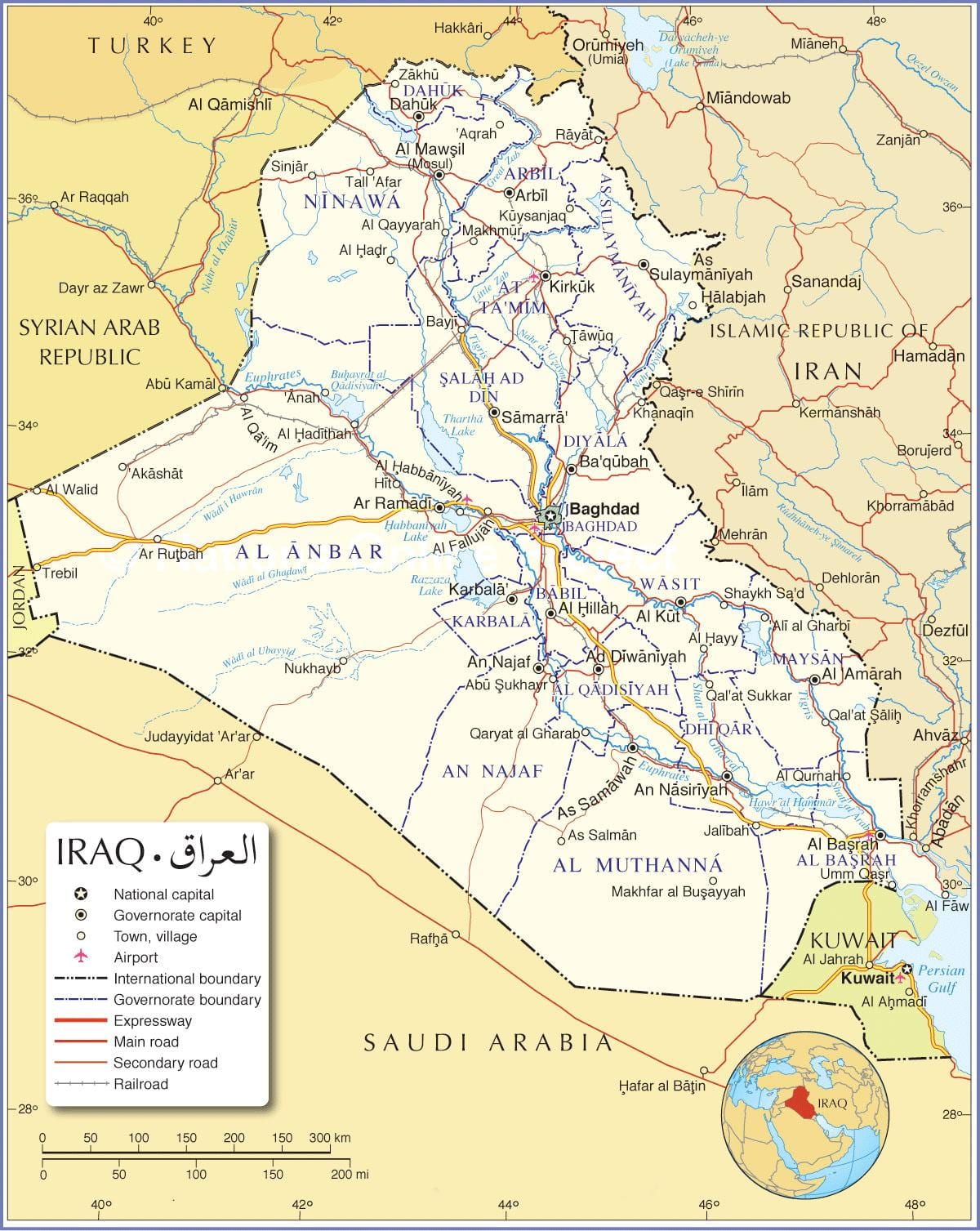 Bản đồ của Iraq đường