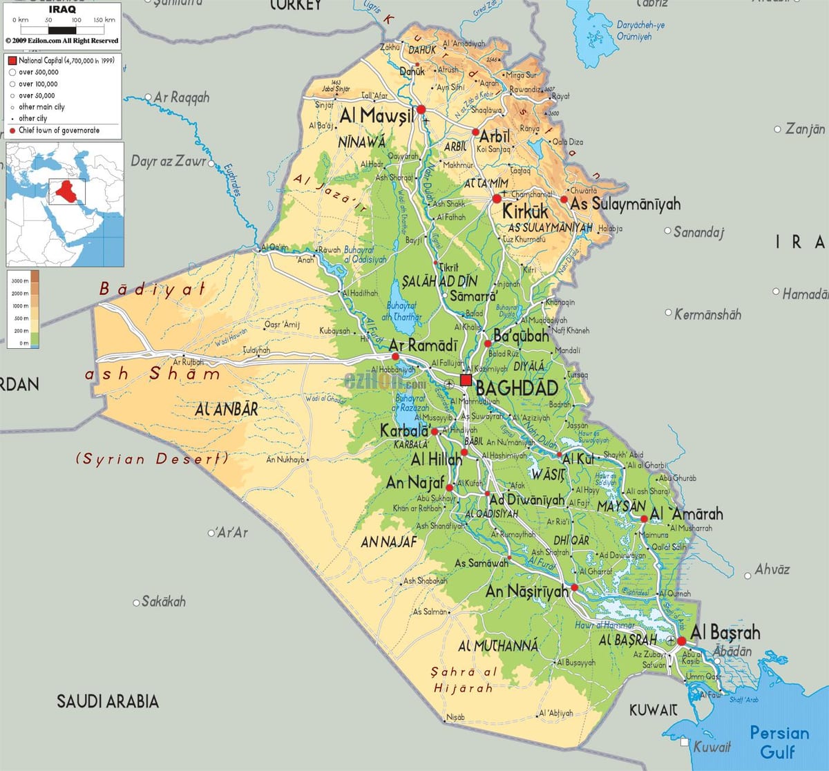 Bản đồ của Iraq địa lý
