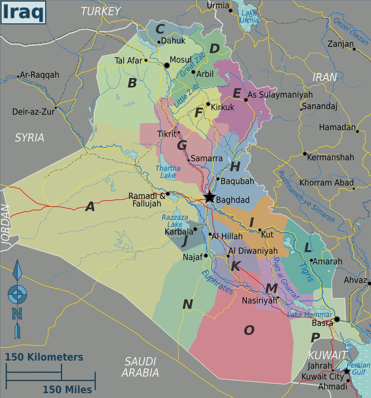 Bản đồ của Iraq khu vực