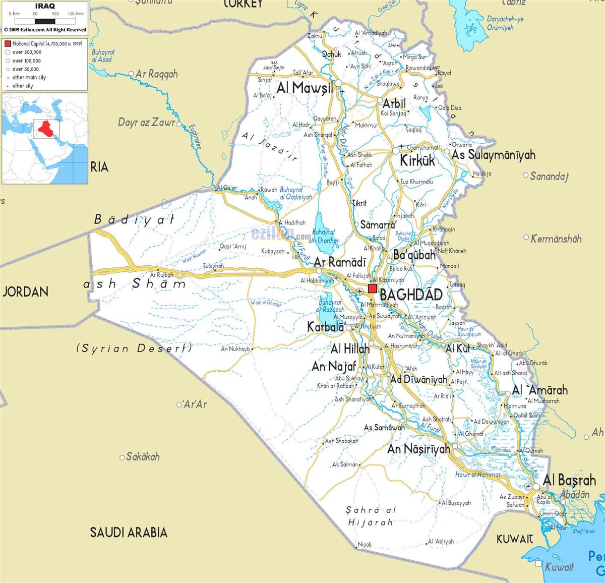 Bản đồ của Iraq sông